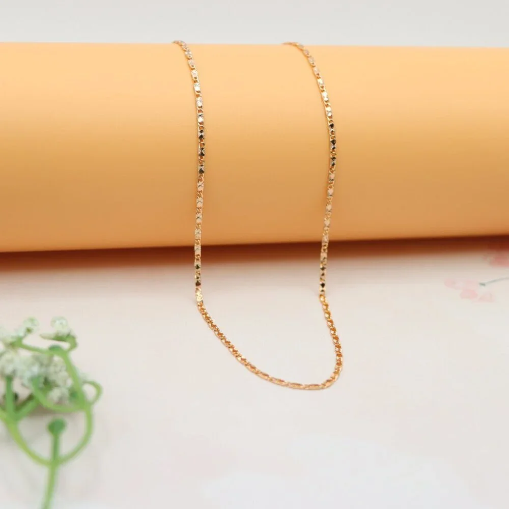 Dainty Diamond-Cut Rose Gold Necklace, Adjustable Chain, XPNL0191